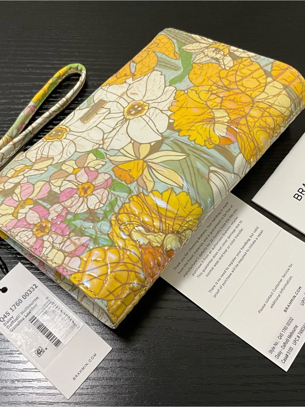 Brahmin Daisy DAFFODIL MELBOURNE Wristlet Clutch Makeup Bag NWT